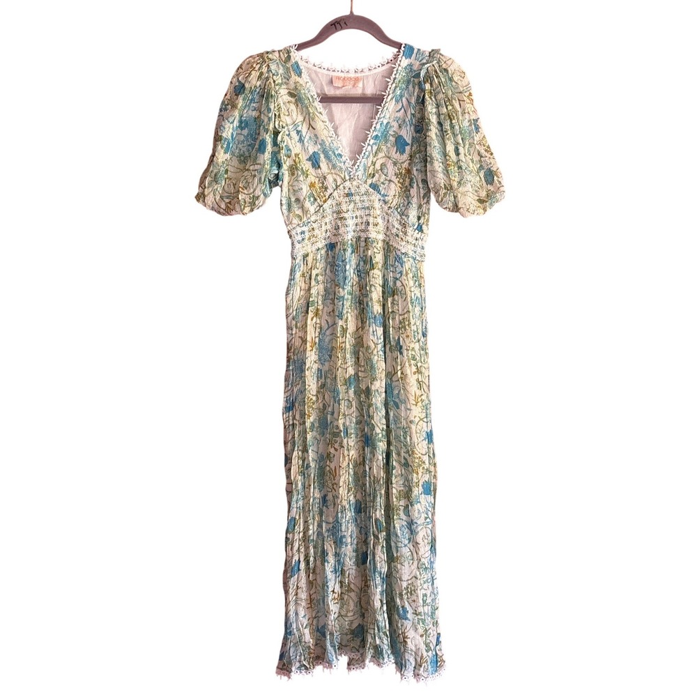 Rococo Sand Elan Floral Metallic MaxiDress, romantic, feminine, vacation, resort